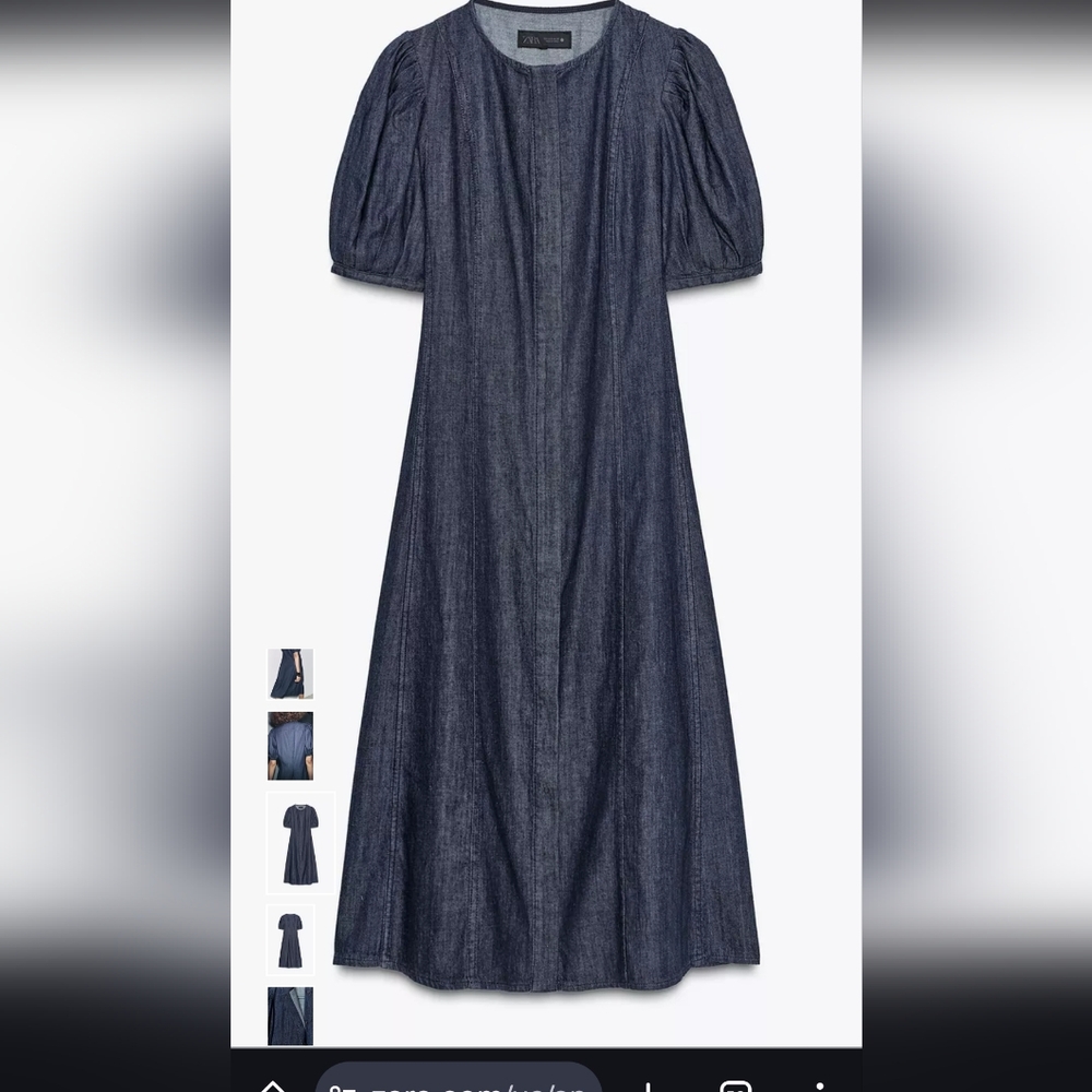 Zara Navy Midi Dress with Button Front - Picture 5 of 9